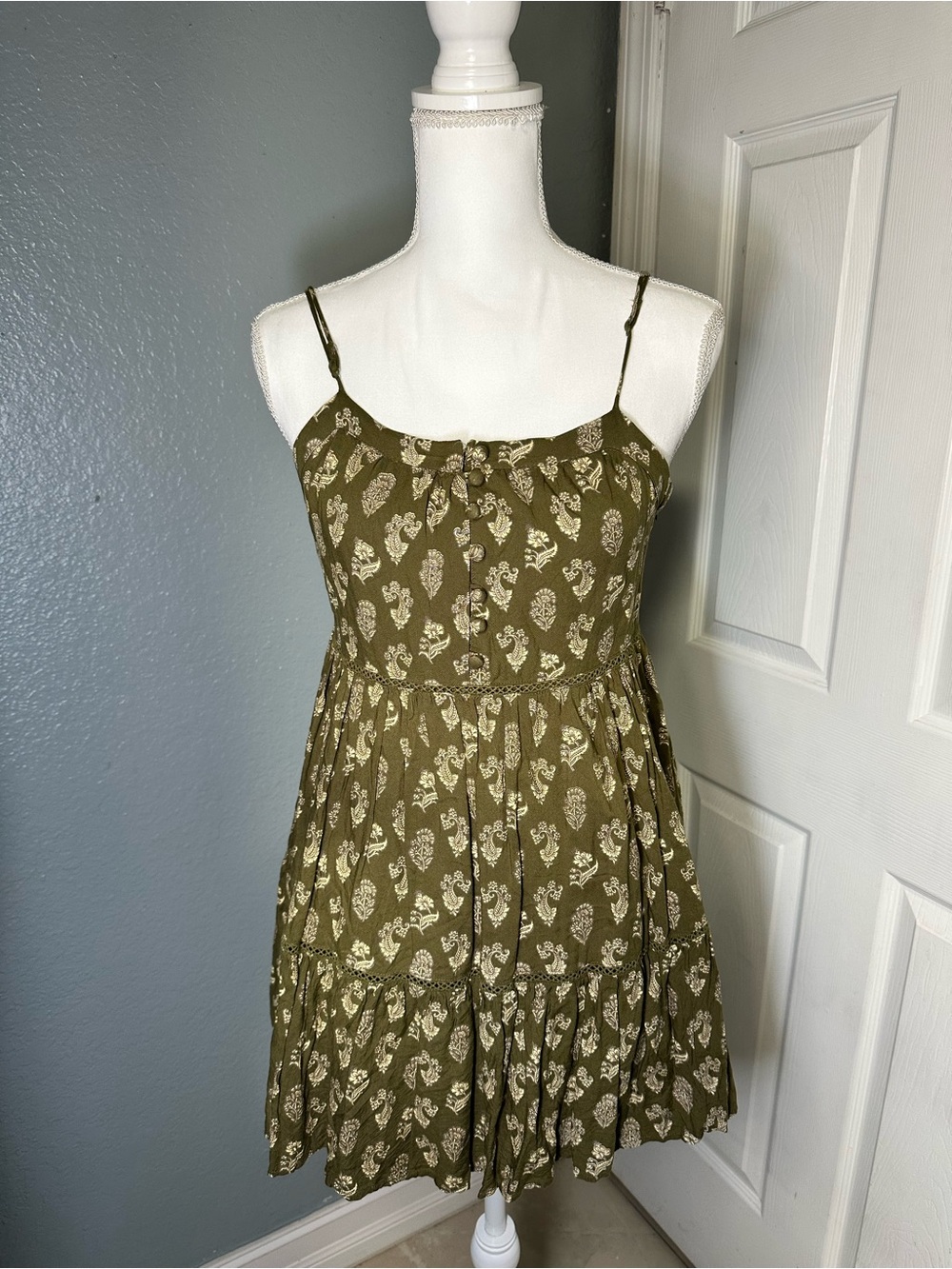 Urban Outfitters Olive Green Floral Dress